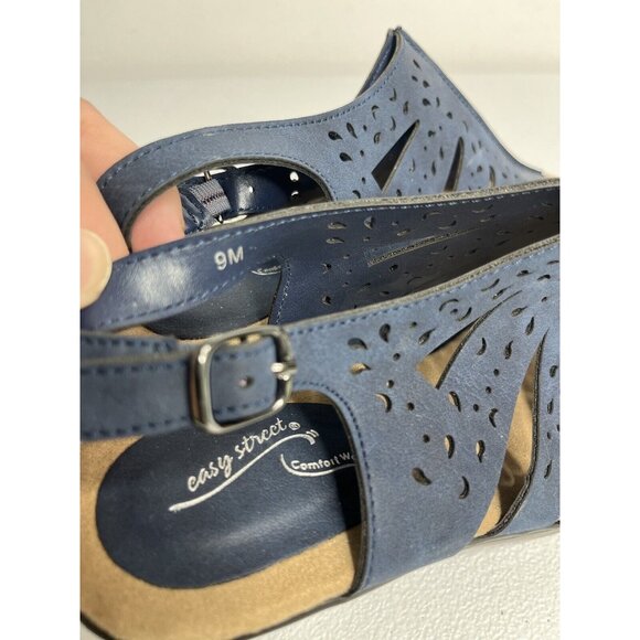 Easy Street Navy Blue Comfort Heeled Sandals Size 9M - Picture 7 of 10